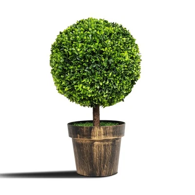 Topbuy 2 PIEZAS 24" Planta Artificial Bola Árbol Redonda Maceta Decorativa Foto 1 de 4