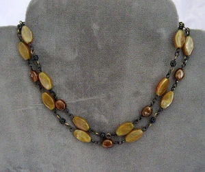 AMBER STONE NECKLACE 24" - Picture 1 of 3