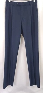 Vintage Men 34 Ballin Blue Super 110s Wool Dress Pants Unfinished Hem Work Dress - Picture 1 of 18