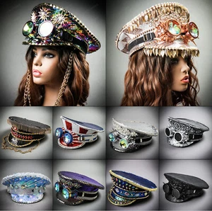 Men & Women Burning Man Hat Costume Festival Military Captain Hat for Party Rave - Picture 1 of 137