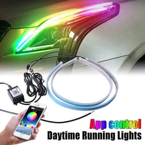 60CM DRL Daytime Running Light Sequential Flexible Strip Headlight RGB Lamp - Picture 1 of 7