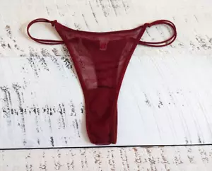 Perizoma doppio perizoma Charlotte Russe taglia XS vintage Y2K rosso scuro maglia See-Thru - Foto 1 di 4