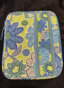 Vera Bradley Tablet Book Sleeve Blue & Green Flowers -Holds 8" x 10" device  - Picture 1 of 3