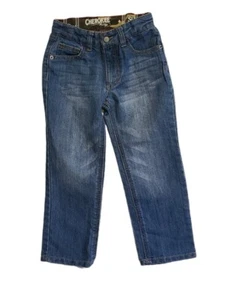 Cherokee Heritage Slim Boys Size 4 Blue Jeans Adjustable Waist Band 17" Inseam - Picture 1 of 4