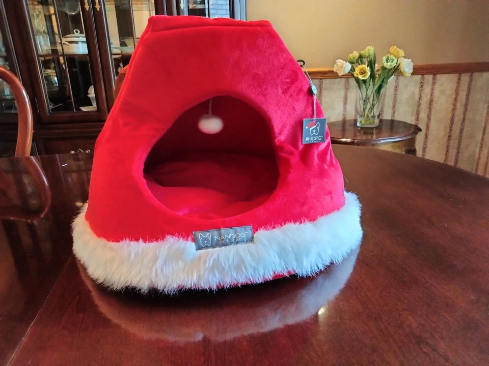 Nandog Pet Bed/Cave Christmas Novelty Santa Hat Plush  - Image 1 of 2