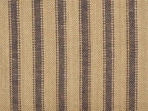 Homespun Stripe Cotton Fabric | Primitive Black Brown Woven Ticking Fabric  - Picture 1 of 7