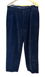 Brooks Brothers Pants Men's Size 33 X 29 Corduroy Black Pleated Cuffed Preppy - Picture 1 of 3