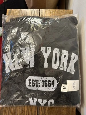 Moletom com capuz New York NYC Est 1664 tamanho X-Grande preto novo com etiquetas Blues Republic - Imagem 1 de 3