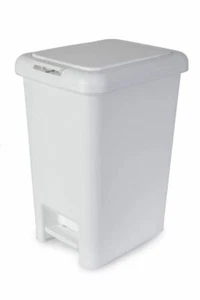 TOUCH TOP PLÁSTICO BLANCO DURADERO 10L CUBO DE BASURA PEDAL RECICLAJE LIMPIO COMPACTO - Imagen 1 de 2