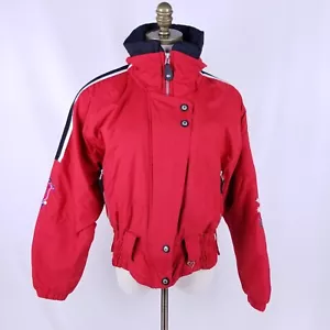 Obermeyer Savannah Ski Jacket Womens Size 10 Red Floral Embroidered Full Zip - Picture 1 of 18