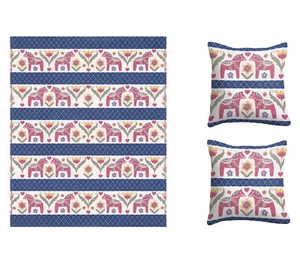 Ekelund 1x Plaid Parhästar 140x170 cm + 2x Kissenbezüge Parhästar 100% Baumwolle - Bild 1 von 5
