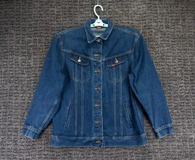 Chaqueta Vintage Ms Lee Mujer 13/14 Azul Algodón Denim Jean Camionero Hecha en EE. UU. Foto 1 de 4