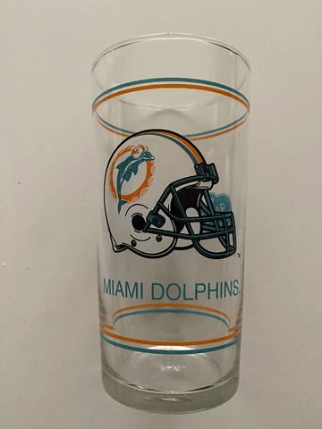 Miami Dolphins NFL Vtg Collectible Beer Pint Glass Tumbler 80's Barware Cover