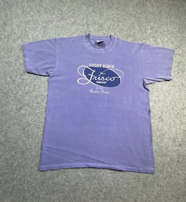 Night Hawk Frisco Shop AUSTIN TEXAS Purple Shirt Vintage Medium Employee 50th - Image 1 of 4