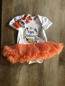 Tutú Posh Niño Bebé Niña Feliz Halloween Talla 6 Meses Con Diadema Nuevo Sin Etiquetas - Imagen 1 de 3