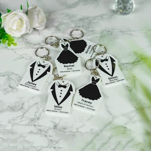 Personalised Wedding Keyring Best Man Bridesmaid Groom Usher Gift - Foto 1 di 4