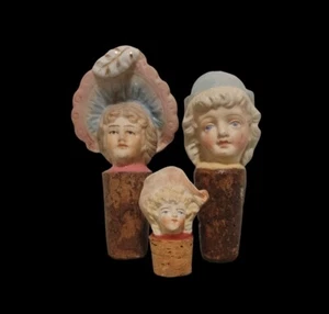 19th C, Germany, Porcelain Figural Bottle Cork/Stopper - Heads of Parian Dolls - Picture 1 of 6