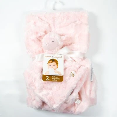 Juego de regalo para bebé Mantas y más allá Lovey 2 piezas rosa remolino cordero Lovie peluche nuevo con etiquetas Foto 1 de 4