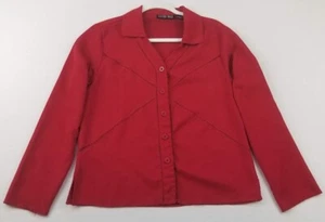 Canyon Road Button Up Shirt Womens M Medium Red Stretch Long Sleeves Holiday Top - Picture 1 of 12