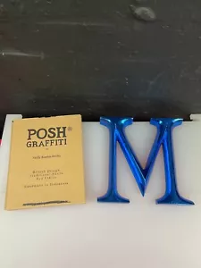 POSH GRAFFITI Decorative Blue Wooden Large Letter M Measures 9 Inch High - Picture 1 of 4
