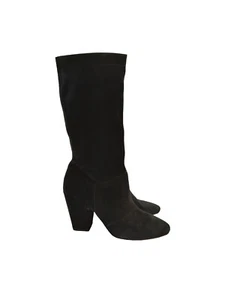 1State Riding Boots Women's 9 M Calf Tall Side Zip Boot Black Suede EU 40 PullOn - Picture 1 of 12