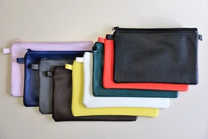 Banktasche Geldtasche mit Reißverschluss aus weichem Kunstleder 27 x 17 cm - Bild 1 von 19