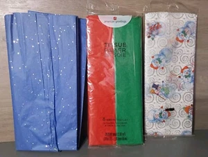 Papel Pañuelo Regalo Impreso Navidad 2 Paquetes Más Rojo Verde Muñeco de Nieve Azul Brillo - Imagen 1 de 3