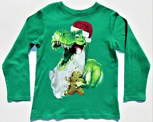 Santa Claus Green Dinosaur Gingerbread Boys Kids Place T-Shirt Size S/P- 5/6 - Picture 1 of 12