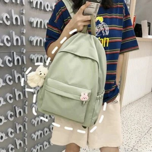 Mochila escolar informal para mujeres bolso de hombro liso de nailon simple bolso de libro para niñas - Imagen 1 de 17