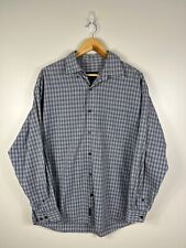 Country Road Shirt Mens Large L Blue Check Cotton Long Sleeve Button Up