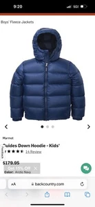 MARMOT 700 Fill Boys Guides Down Hooded Jacket Size M Blue - Picture 1 of 3