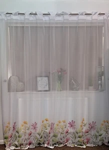 Jacquard jardiniere net curtain meadow flowers eyelet firanki perdele zaclony - Picture 1 of 5