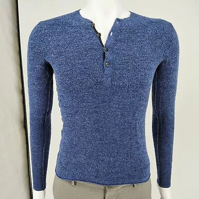 Rag & Bone Blue 100% Merino Wool Long Sleeve Henley Pullover Sweater XS - Image 1 of 4