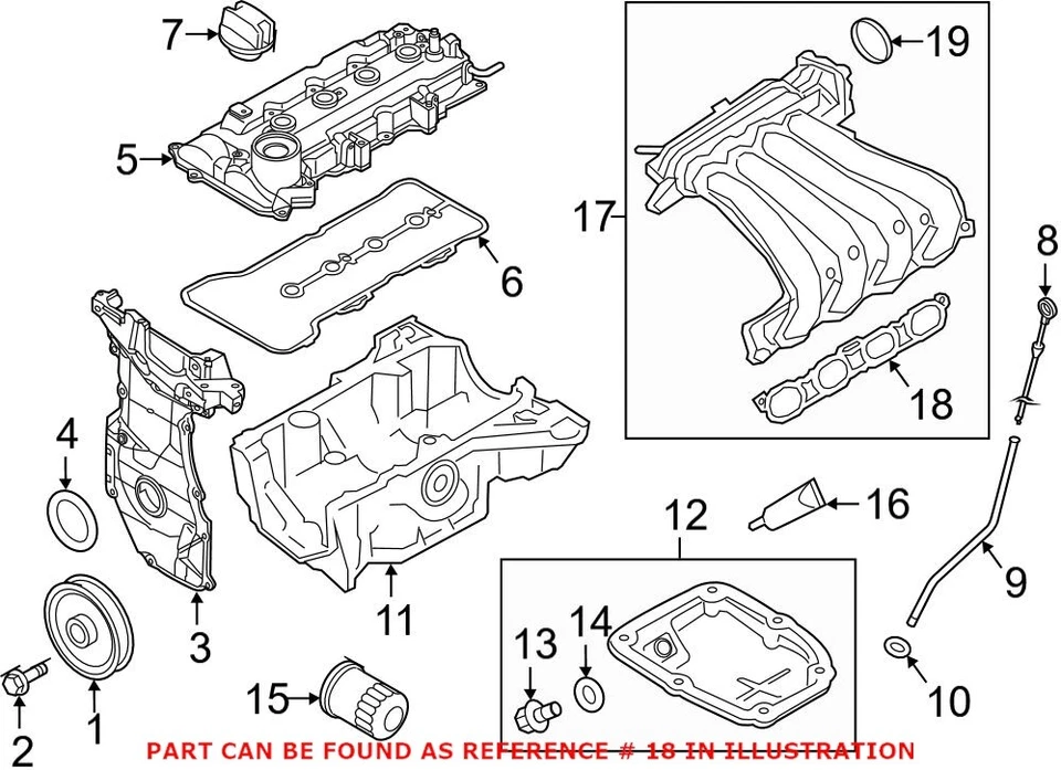 Junta coletor de admissão de motor original do fabricante para Nissan Versa Note S SL SR SV - Imagem 1 de 1