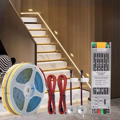 5M 10M 15M Sensor Motion Stairs LED Strip Light Kit 24V COB Water Flow Staircase