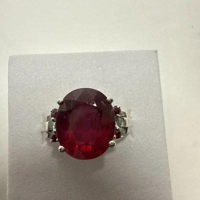 Anillo de rubí, plata de ley 925, piedra de nacimiento de julio, anillo de plata, rubí creado en laboratorio Foto 1 de 4