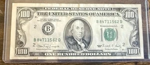 1990 US $100 dollars bill, good condition, B series, B84711562D - Picture 1 of 18