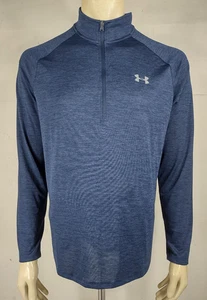 NWT Under Armour blue heathered 1/4 zip pullover base layer mens Large - Picture 1 of 11