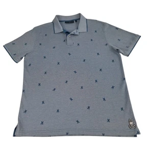 Camisa Polo Psycho Bunny Para Hombres 6 Escudos Grandes Estampado Completo S/S Azul Algodón Pima - Imagen 1 de 17