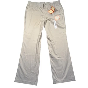 Pantalones Y2K Dockers para mujer Metro Khakis beige frente plano pierna recta 16M nuevos con etiquetas - Imagen 1 de 9