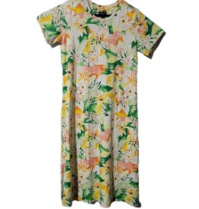 Maxi Vestido Denium & Co Beach Talla LP Semi-Ajustado Jersey Floral Dobladillo Dividido - Imagen 1 de 5