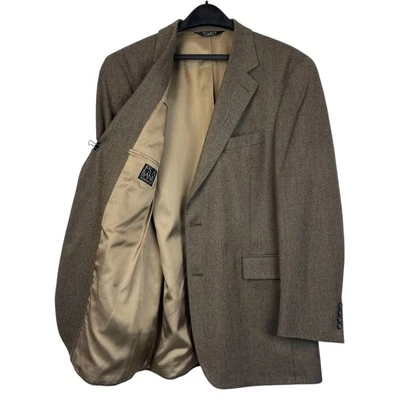 Jos. A. Blazer Abrigo Deportivo Bank Lana CACHEMIRA Espiga Tweed Marrón 42L Foto 1 de 4