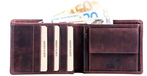 Akzent Ziegen Leder Geldbörse Echtleder Portemonnaie Geldbeutel 12X10CM Bordeaux - Bild 1 von 4