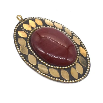 Colgante de jaspe rojo enchapado en latón regalo de Halloween joyería de moda 2,5" y770 Foto 1 de 4