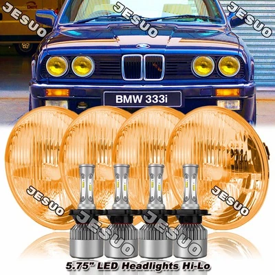 4PCS 5-3/4 5.75" LED Headlights Hi/Lo Beam For BMW 325i 528i 535i E30 - Image 1 of 4