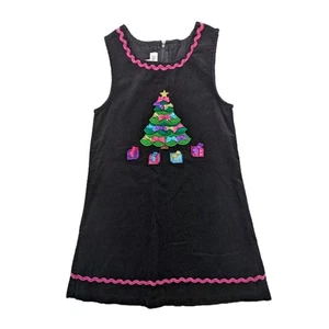 Bonnie Jean Corduroy Dress Girls Size 6 Jumper Christmas Tree Ribbon Holiday - Picture 1 of 7