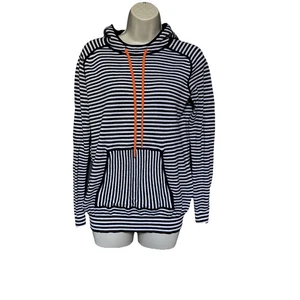 Tory Burch Size S Striped Light Cotton Cashmere Blend Hoodie Sweatshirt Sweater - Picture 1 of 13