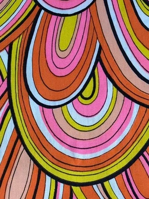 60’s Pucci Inspired Psychedelic Oblong Mid Century Barkcloth Era Vintage Fabric - image 1 of 4