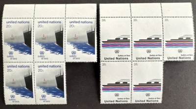 NACIONES UNIDAS 1983 Sc# 394-395 Juego de 2 bloques de 5 MNH OG SEGURIDAD EN EL MAR Foto 1 de 2