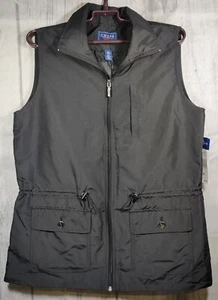 Chaps Denim Black Windbreaker Vest Jacket Coat Size Medium 19x26 NOS - Picture 1 of 5